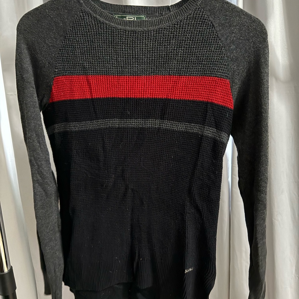 Ralph Lauren Women's Black and Red Crew Neck Sweater